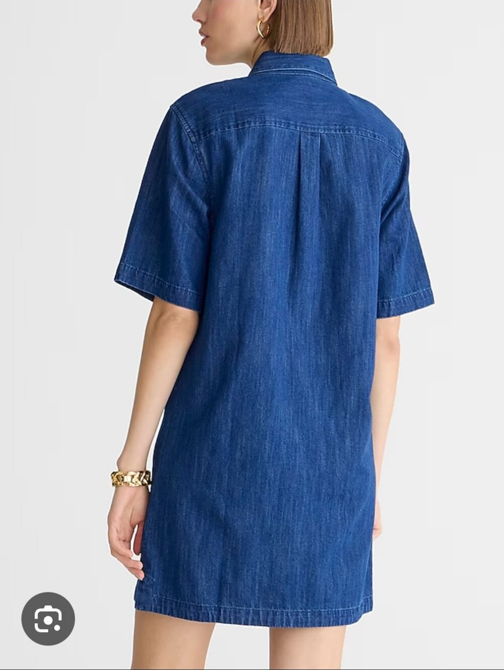 J. Crew Blue Short-Sleeve Chambray Mini Shirt Dress - Picture 4 of 8